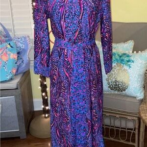 Lilly Pulitzer Vibrant Long Sleeve Dress in Blue and Pink